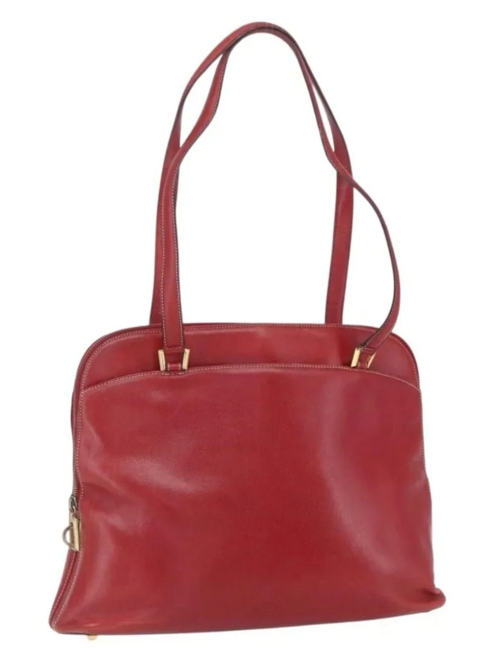 Salvatore Ferragamo Shoulder Bag Leather Red Gold Auth 162152